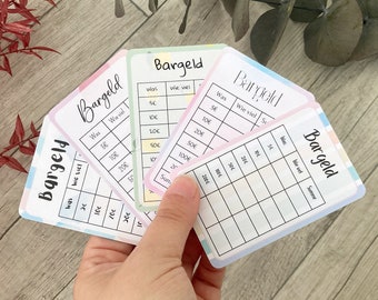 Cash tracker in business card size | Laminated | Envelope method | Budget planning | Fits A6 binders