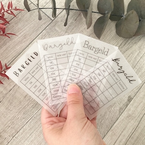 Bargeld Tracker in Visitenkartengröße I transparent I laminiert I Umschlagmethode I Budgetplanung I passend für A6 Binder