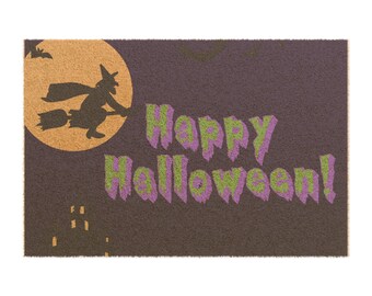 Wickedly Charming: Happy Halloween Witch Doormat Coir Mat