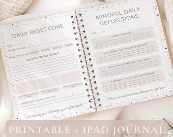Afdrukbaar dagboek emotionele reset | Digitale wellnessplanner | Mindful dagelijkse reflectie | ADHD-angstdagboek | Zelfzorgdagboek in pdf-formaat voor iPad
