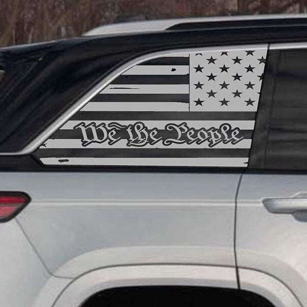 We The People-American Flag Decals Fits Jeep Grand Cherokee 2011-2021 Rear Side Windows Quarter Panel