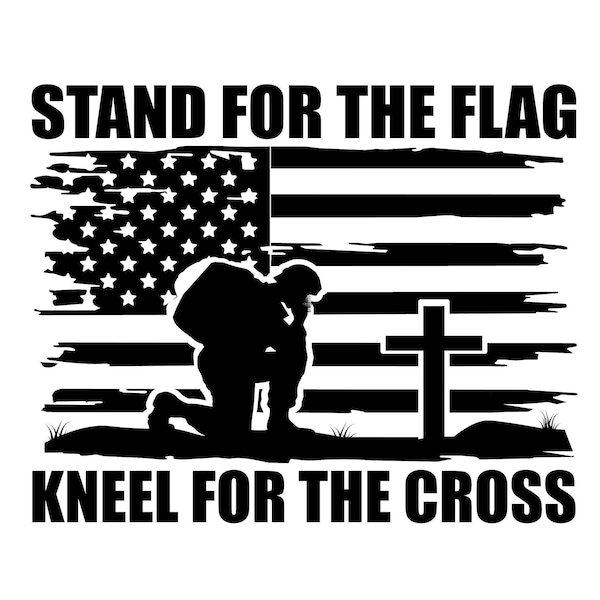 Stand For The Flag, Kneel For The Cross - American Flag Decal. Sizes Available.