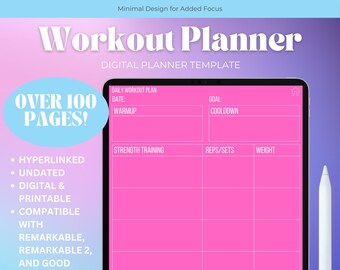 Digitaler Trainingsplaner, Trainingsplaner, Digitaler Fitnessplaner, Fitnessjournal, Bemerkenswerte 2 Vorlagen, Guter Notizen Planer, Bemerkenswert