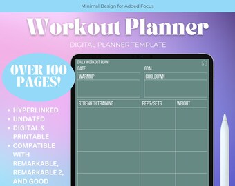 Digital Workout Planner, Workout Planner, Digital Fitness Planner, Fitness Journal, Good Notes Planner, Meal Planner,Fitness Planner Digital