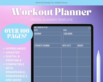 Digitaler Trainingsplaner, Trainingsplaner, Digitaler Fitnessplaner, Fitnessjournal, Bemerkenswerte 2 Vorlagen, Guter Notizen Planer, Bemerkenswert