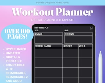 Digitaler Trainingsplaner, Trainingsplaner, Digitaler Fitnessplaner, Fitnessjournal, Bemerkenswerte 2 Vorlagen, Guter Notizen Planer, Bemerkenswert