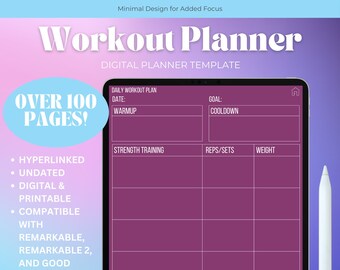 Planificador de entrenamiento digital, Planificador de entrenamiento, Planificador de fitness digital, Diario de fitness, Planificador de buenas notas, Planificador de comidas, Planificador de fitness digital