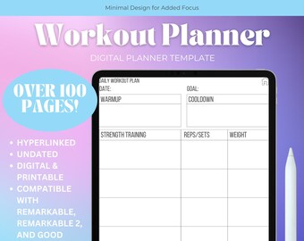 Digitaler Trainingsplaner, Trainingsplaner, Digitaler Fitnessplaner, Fitnessjournal, Bemerkenswerte 2 Vorlagen, Guter Notizen Planer, Bemerkenswert