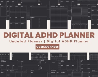 ADHD Planner, ADHD Digital Planner, Dark digital planner,adhd Planner Adult,adhd daily planner,undated digital planner,adhd planner digital