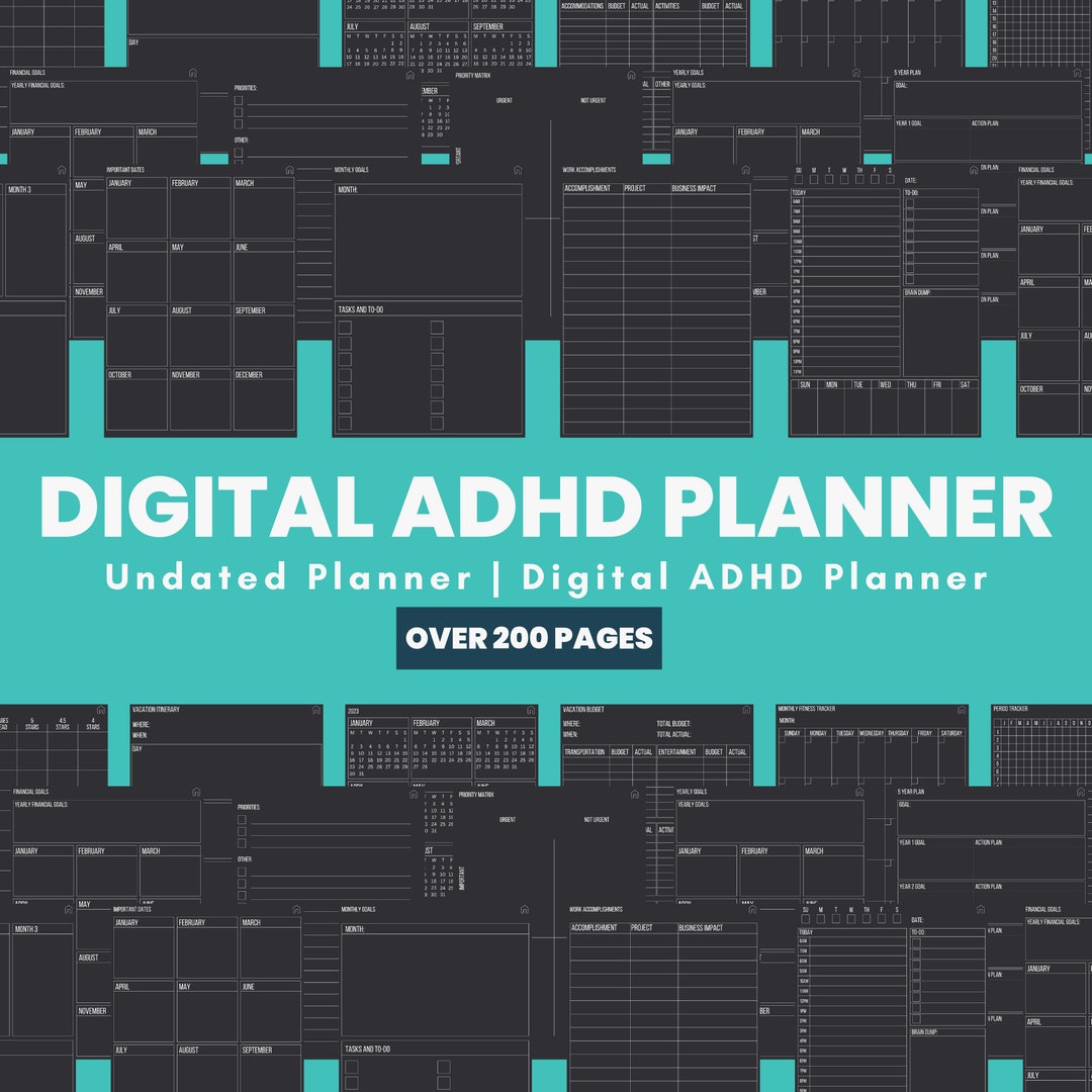 ADHD Planner, ADHD Digital Planner, Dark Digital Planner,adhd Planner