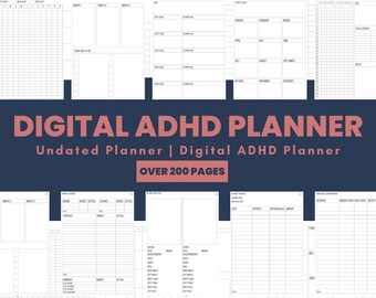 ADHD Planner, ADHD Digital Planner,ADHD Planner Printable,adhd Planner Adult,adhd daily planner,undated digital planner,adhd planner digital