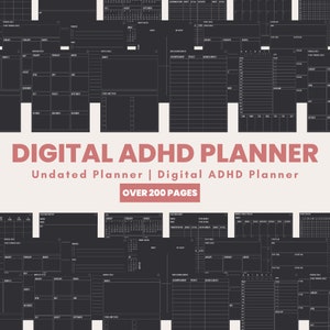 ADHD Planner, ADHD Digital Planner, Dark digital planner,adhd Planner Adult,adhd daily planner,undated digital planner,adhd planner digital