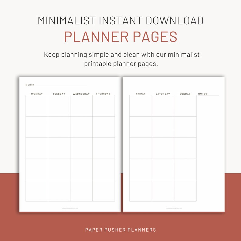 Monthly Planner Two Page Spread, Instant Download, Printable Monthly ...