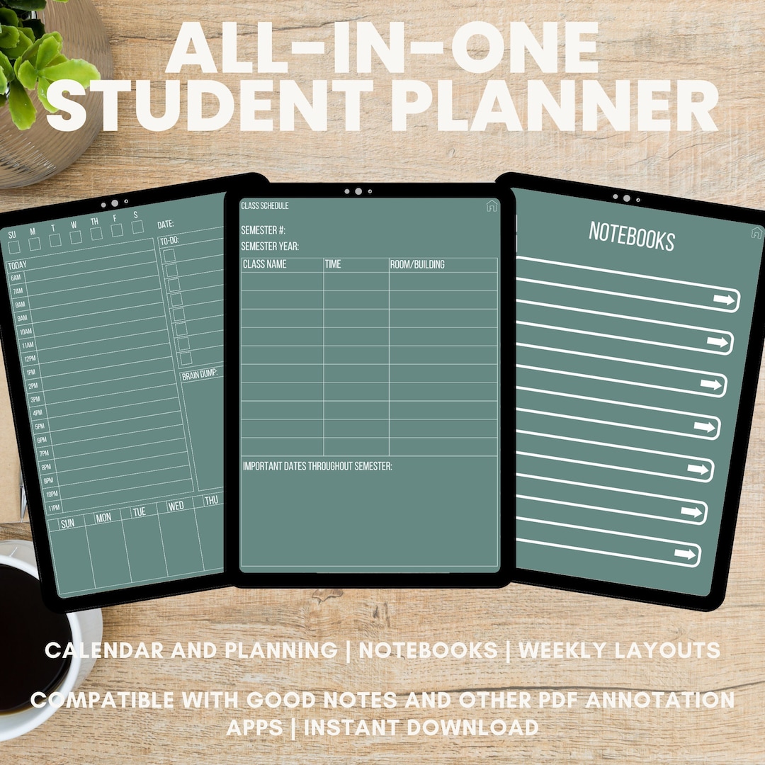 Digital Goodnotes College Student Planner, Minimalist Undated Digital