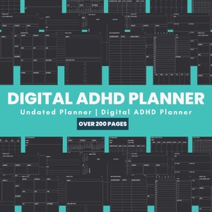 ADHD Planner, ADHD Digital Planner, Dark digital planner,adhd Planner Adult,adhd daily planner,undated digital planner,adhd planner digital