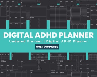 ADHD Planner, ADHD Digital Planner, Dark digital planner,adhd Planner Adult,adhd daily planner,undated digital planner,adhd planner digital