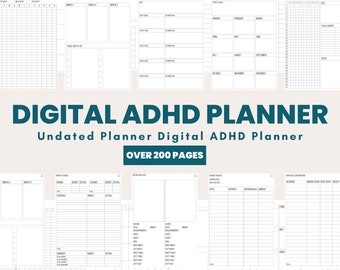 ADHD Planner, ADHD Digitale Planner, ADHD Planner Afdrukbaar, ADHD Planner Volwassene, ADHD dagelijkse planner, ongedateerde digitale planner, ADHD Planner digitaal