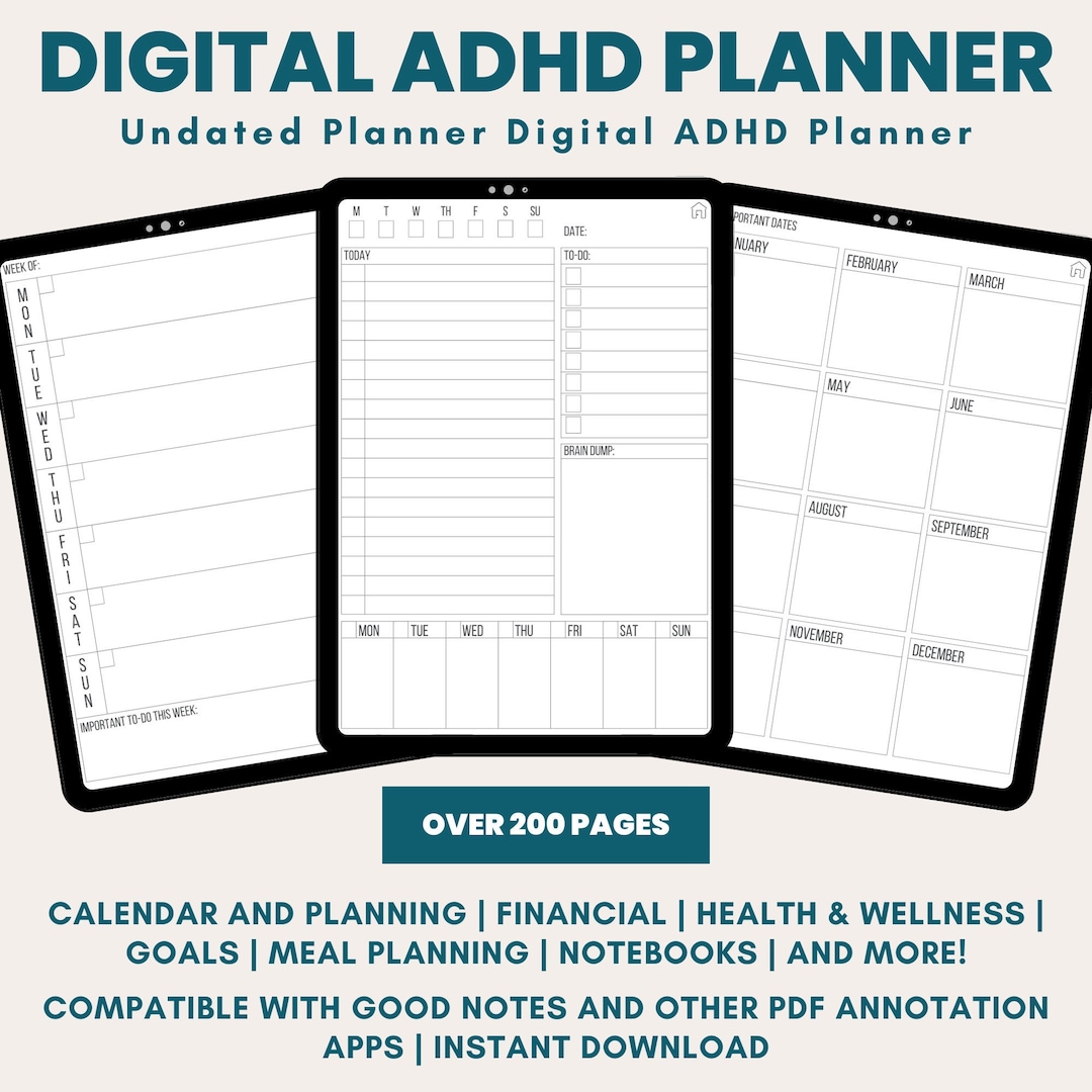 ADHD Planner, ADHD Digital Planner,adhd Planner Printable,adhd Planner ...