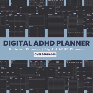 ADHD Planner, ADHD Digital Planner, Dark digital planner,adhd Planner Adult,adhd daily planner,undated digital planner,adhd planner digital