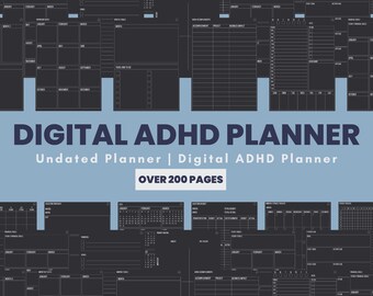 ADHD Planner, ADHD Digital Planner, Dark digital planner,adhd Planner Adult,adhd daily planner,undated digital planner,adhd planner digital