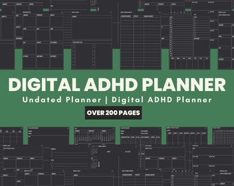 ADHD Planner, ADHD Digital Planner, Dark digital planner,adhd Planner Adult,adhd daily planner,undated digital planner,adhd planner digital