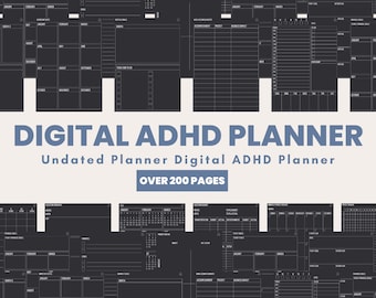 ADHD Planner, ADHD Digital Planner, Dark digital planner,adhd Planner Adult,adhd daily planner,undated digital planner,adhd planner digital