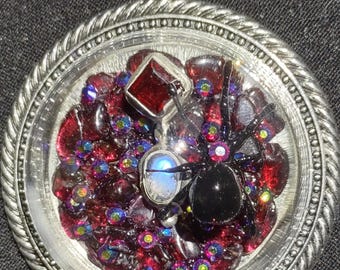 Echte Schwarze Witwe Spinne Anhänger Halskette Natürliche Granate Granat Und Mondstein Anhänger Einzigartige Statement Schmuck