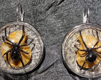 Echte Schwarze Witwe Spinne Ohrringe Auf Ammonit Muscheln Mit Diamondback Klapperschlangenhaut Einzigartige Statement Schmuck