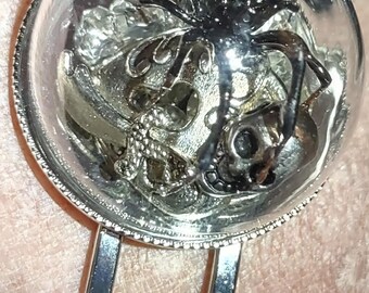 Echte Schwarze Witwe Spinne Armband, Metall Herz Schatztruhe & Schädel