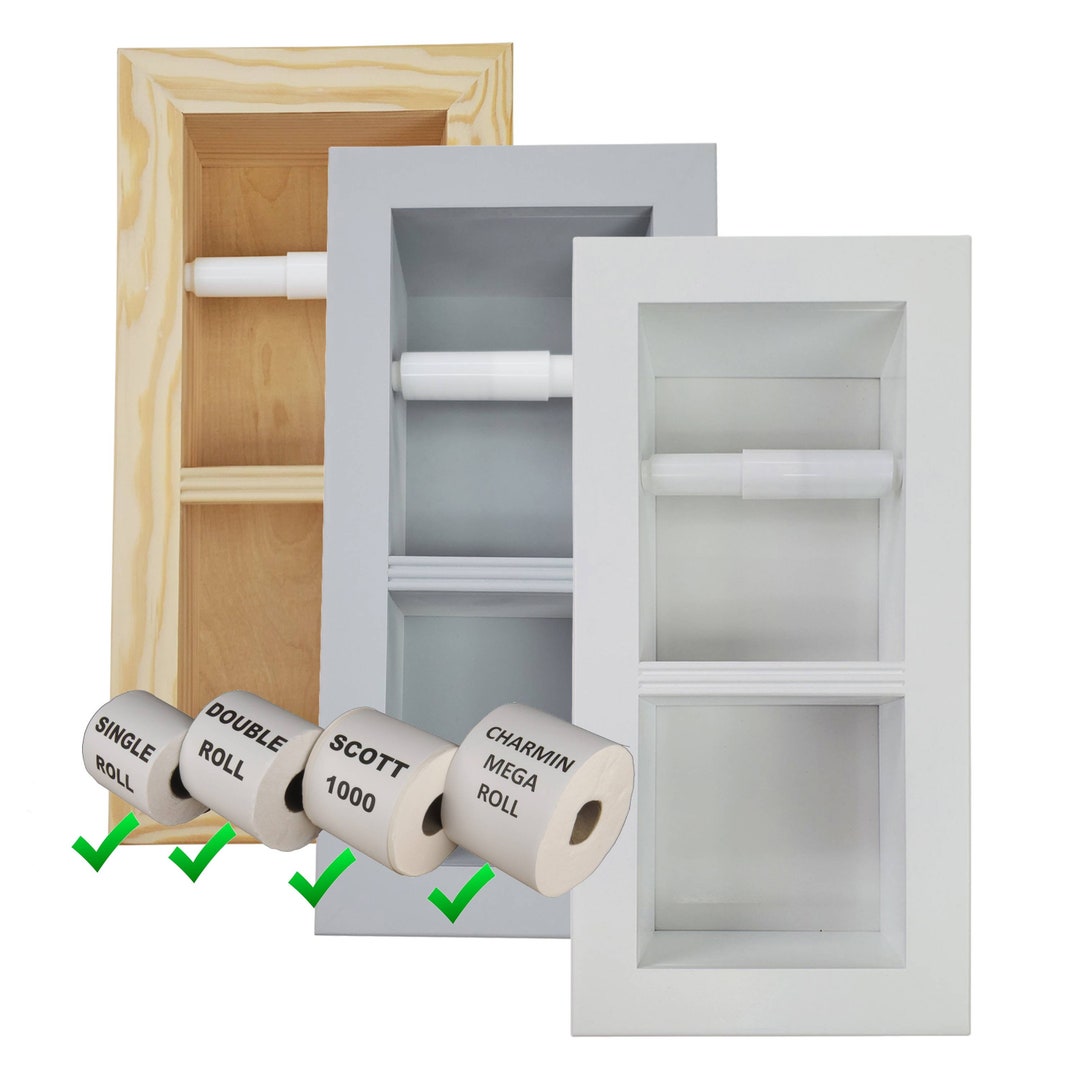 Bradley Recessed Solid Wood Double Toilet Paper Holder 7 X Etsy