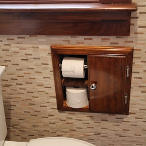 Harper Solid Wood Recessed Toilet Paper Holder with Storage Cubby 14"w x 12.75"h