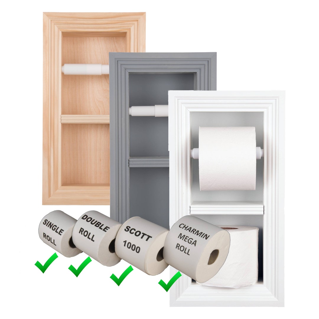 Bradley Recessed Solid Wood Double Toilet Paper Holder 7 X 14.5 Etsy