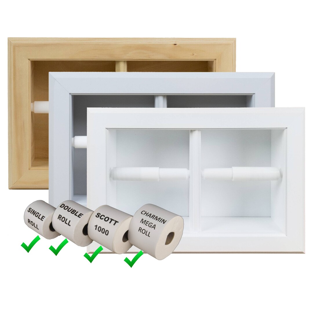 Bradley Recessed Solid Wood Double Toilet Paper Holder 13.25 X 8.5 Etsy
