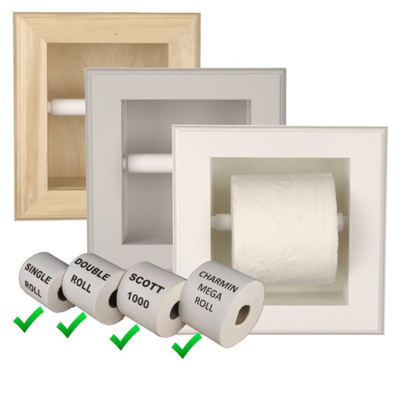 Tufton Recessed Solid Wood Toilet Paper Holder Etsy