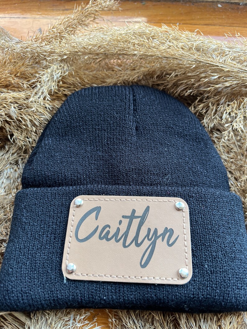 Bulk Custom Leather Beanies, Personalized Hats With Names, Skull Caps