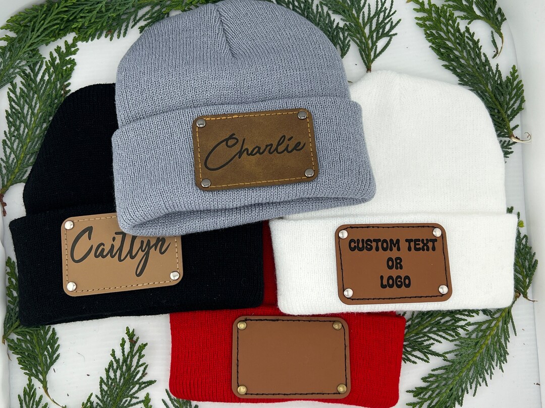 Custom Leather Beanie, Personalized Hats With Names, Skull Caps, Winter