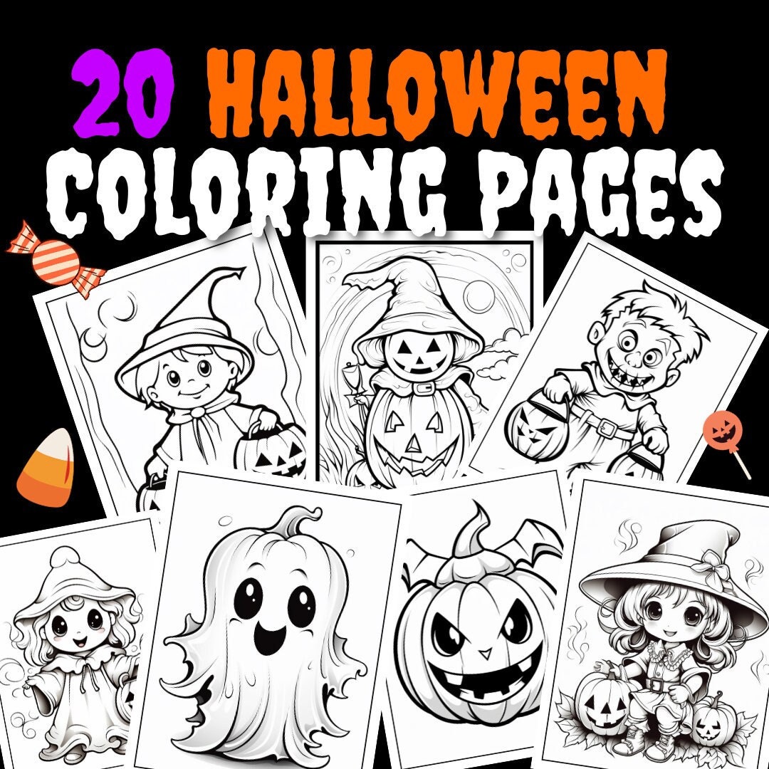 20 Halloween Coloring Pages for Toddlers, Kids, & Adults Instant ...