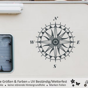 Kompassrose | Wohnmobil Camping Aufkleber | Wandtattoo | Windrose Wohnwagen Auto & Mehr - Selbstklebend