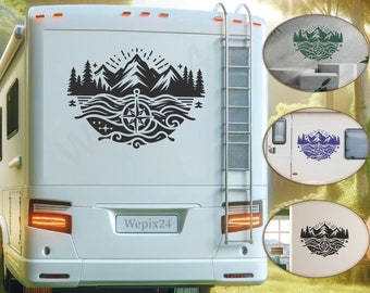 Mountain landscape | Motorhome Camping Sticker | Wall sticker | Windrose Caravan Car & More - Self-adhesive