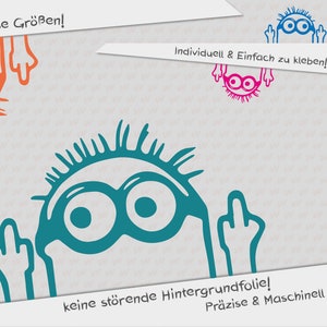 Mittelfinger Cartoon Minions - Aufkleber für Fahrzeuge - Vinyl Sticker Folie - Lustige Fun Auto Aufkleber - Tuning Sticker - Stinkefinger