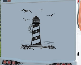 Lighthouse | Motorhome Caravan Stickers | Camping Holiday Car & More - Self-adhesive | Summer Sun Beach Sea