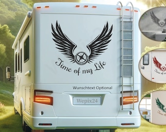 Angel motif | Motorhome Camping Sticker | Wall sticker | Caravan Car & More - Self-adhesive | Wings - compass desired text personalized