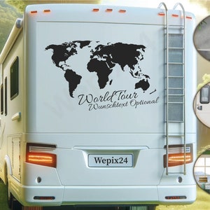 Weltkarte | Wohnmobile Wohnwagen Aufkleber | Camping Urlaub Auto & Mehr - Selbstklebend | Wandtattoo