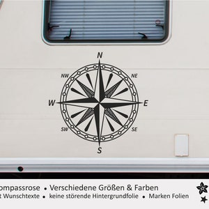 Kompassrose | Wohnmobil Camping Aufkleber | Wandtattoo | Windrose Wohnwagen Auto & Mehr - Selbstklebend