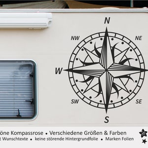 Kompassrose | Wohnmobil Camping Aufkleber | Wandtattoo | Windrose Wohnwagen Auto & Mehr - Selbstklebend