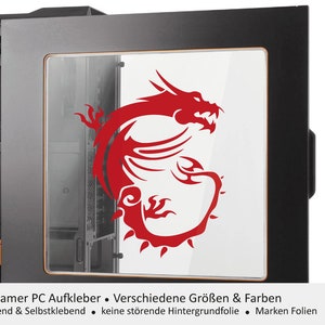 Drachen Aufkleber - MSI ähnlicher Drache - PC Gaming Tuning - Coole Aufkleber - auch für Fahrzeuge - Selbstklebend & Freistehend