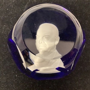 Baccarat Paperweight. Baccarat Sulphide Cameo Overlay Glass Paperweight Herbert Hoover. Read Description.