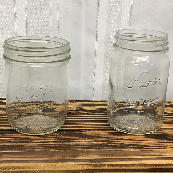 Vintage Kerr Self Sealing Canning Mason Jars CHOICE Widemouth Pint -Farmhouse Decor