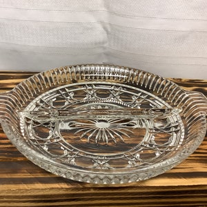 Vintage Federal Glass Divided Relish- Candy Dish Clear Windsor Design