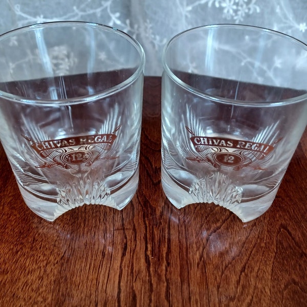 Vintage CHIVAS REGAL GLASSES. France Barware Wiskey Glasses.